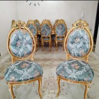مبلمان سلطنتی ۹ نفره +میز ناهارخوری ۸ نفره +ویترین|مبلمان خانگی و میز عسلی|اسلام‌شهر, مسکن مهر اسلاشهر (شهرک امام خمینی)|دیوار