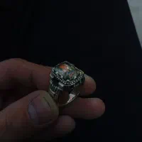 انگشتر نقره با نگین الماس موزانایت