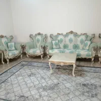 مبل استیل 7نفره با صندلی 4نفره میز عسلی