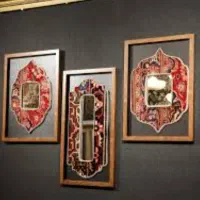 آینه فرش .آینه ماشنه .کلاژ روی آینه سفال