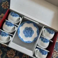 فنجان و نلبکی چینی زرین طرح گلشید ابی ۶ نفره