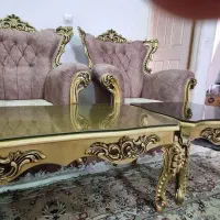مبل هفت نفره،سالم و نیمه سلطنتی با میز شیشه