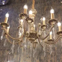 لوسترارکیده تمام برنجی وسنگی برنجی 8و12شاخه|لوستر و چراغ آویز|اصفهان, چرخاب|دیوار