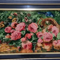 تابلو فرش ۹۰ در ۶۰ طرح گلباران