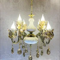 لوستر سرامیکی وبرنز اصل ۴شاخه ۸شعله زیبا قیمت عالی