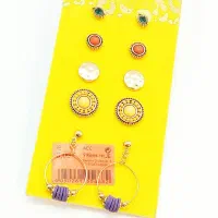 گوشواره میخی پک دار 5 جفتی چند رنگ جذاب