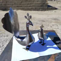 طاووس ، گنجشک ، فاخته علامتی دست ساز چکشی