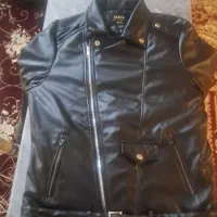 کاپشن پلیسی چرم  زیپ کج
