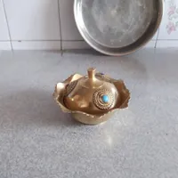 انگاره(چای خوری برنج)باسینی مس وقندان برنج|کلکسیون اشیاء عتیقه|کرمان, |دیوار