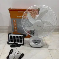 پنکه شارژی پنل خورشیدی و برق مستقیم ۱۴ اینچ