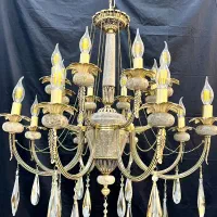 لوستر اسکای اختر سنگی8+8شعله برنج اصلی سرپیچ3kl33