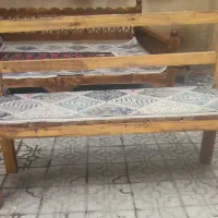 1عدد تخت چوبی 4 نفره و  4 عدد نیمکت چوبی|تخت و سرویس خواب|کرمانشاه, |دیوار