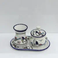 ظروف چینی سنتی با نقوش دست نگار زیر لعابی