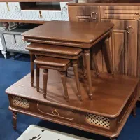 جلومبلی حصیری با عسلی ۴تیکه رنگ فندقی قهوهای|مبلمان خانگی و میز عسلی|قم, قلعه کامکار|دیوار