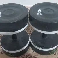 دمبل ۶ کیلویی روکش‌دار (۲ عدد) تمیز و سالم