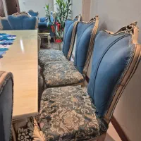 مبل استیل بامیز غذاخوری و ساعت ایستاده|مبلمان خانگی و میز عسلی|تهران, قاسم‌آباد|دیوار
