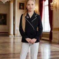 شومیز لنین دخترانه یقه گلدوزی شیک