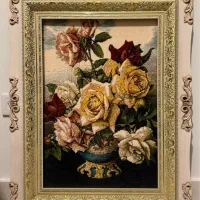 تابلو فرش طرح گل زیبا