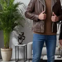 ۵۰% تخفیف کاپشن چرم صنعتی پلیسی یقه خز