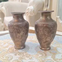 گلدان مسی،عتیقه و قدیمی(گلدون قلم دست)