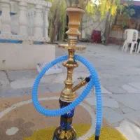 دو عدد قلیون برنجی و چوبی