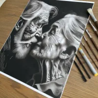 پذیرش سفارش و آموزش پرتره سیاه قلم|تابلو، نقاشی، عکس|کرج, گوهردشت|دیوار