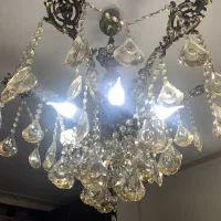 لوستر ۶ شاخه برنزی و سقفی کریستال کنترل دار