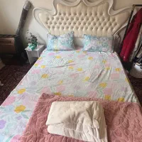 تخت دو نفره به همراه تشک رویال پاتختی و میز داور