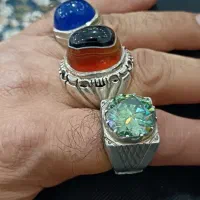 انگشتر عقیق سه پوست موزانایت