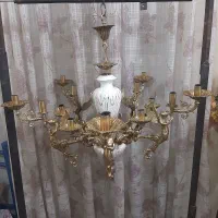 لوستر برنجی اصل آیینه و شمعدان قدی برنجی|لوستر و چراغ آویز|تهران, نیروی هوایی (پیروزی)|دیوار