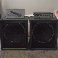 اکو آمپلی‌فایر پاورمیکسر و دو عدد باند و میکروفون