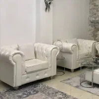 مبل تک نفره چستر سفید چرم(دو عدد)