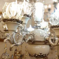 لوستر آرامیس بزرگ12شاخه۱۲ لامپه نقره کرمی|لوستر و چراغ آویز|تبریز, |دیوار