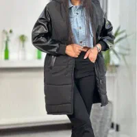 کاپشن آستین چرم