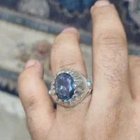 انگشتر نقره موزونایت توپاز هفت رنگ استادشاکری