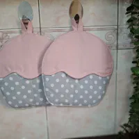 نیم ست جذاب دخترونه خال خالی طوسی صورتی پاستیل|سفره، حوله، دستمال آشپزخانه|تهران, هاشمی|دیوار