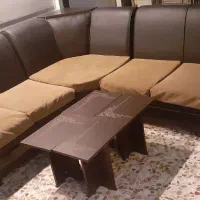 مبل ال چرم ضد خش بهمراه جلو مبلی