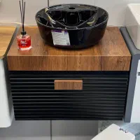 باکس و روشویی مشکی چوب