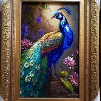 تابلوفرش دستبافت/تابلو فرش طرح طاووس