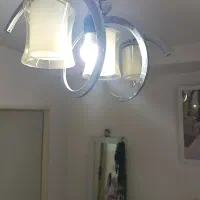 لوستر فلزی نقره ای سه شعله