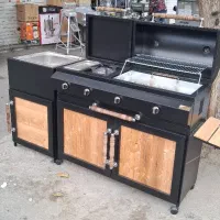 باربیکیو ۱60 سانت /گازی زغالی/پلوپزچدنی/سینک دار