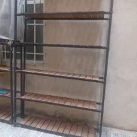 ۴عدد قفسه چوبی و فلزی|کتابخانه، شلف، قفسه‌های دیواری|تهران, دولاب|دیوار