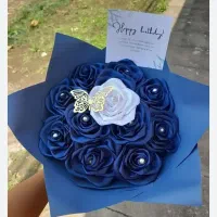 گل روز با روبان|گل مصنوعی|زرند, |دیوار