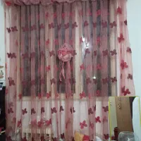 پرده حریر گل برجسته