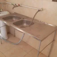سینگ دو لگنه سالم با پایه ،روشویی با شیر