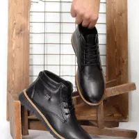 نیم‌بوت کت مردانه  مشکی و عسلی