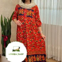 پیراهن ساحلی زنانه نخی هندی طرح لنگی