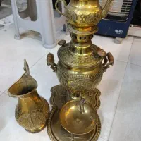 سماور برنجی مرتب و تمیز|سماور، چایساز، قهوهساز|شیروان (خراسان), |دیوار