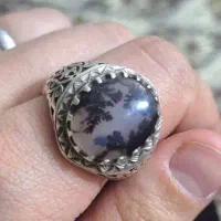 انگشتر.نقره.شجر.عقیق.آبی