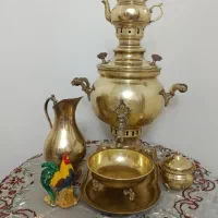 سماور ذغالی طلایی نو